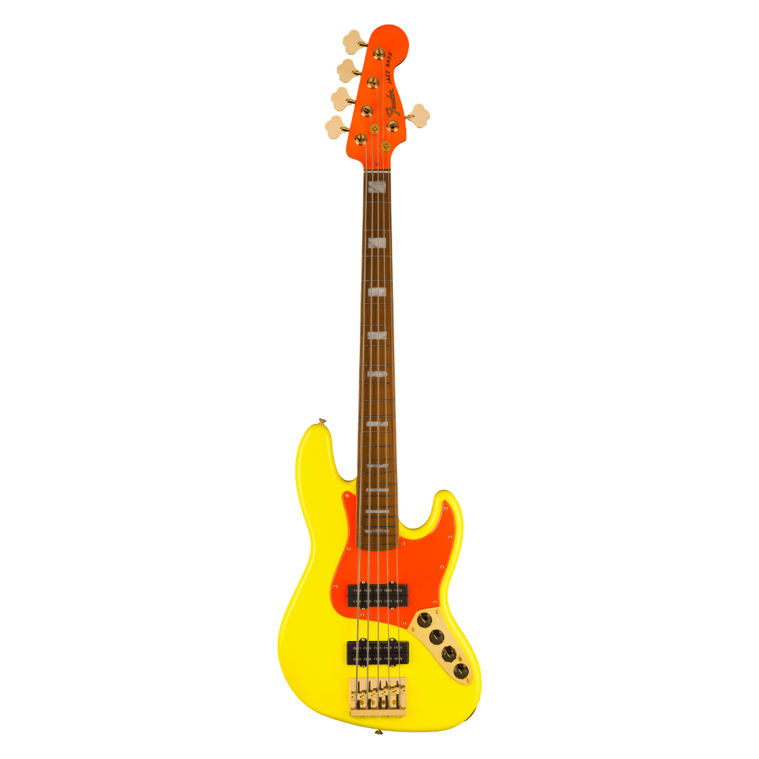 MonoNeon Jazz Bass® V - Neon Yellow & Orange, Roasted Maple Fingerboard
