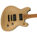 Beige electric guitar on a white background