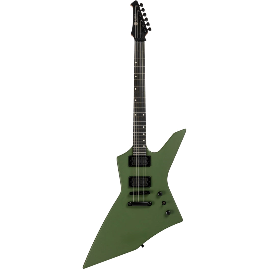 SPIRA Green electric guitar on a white background