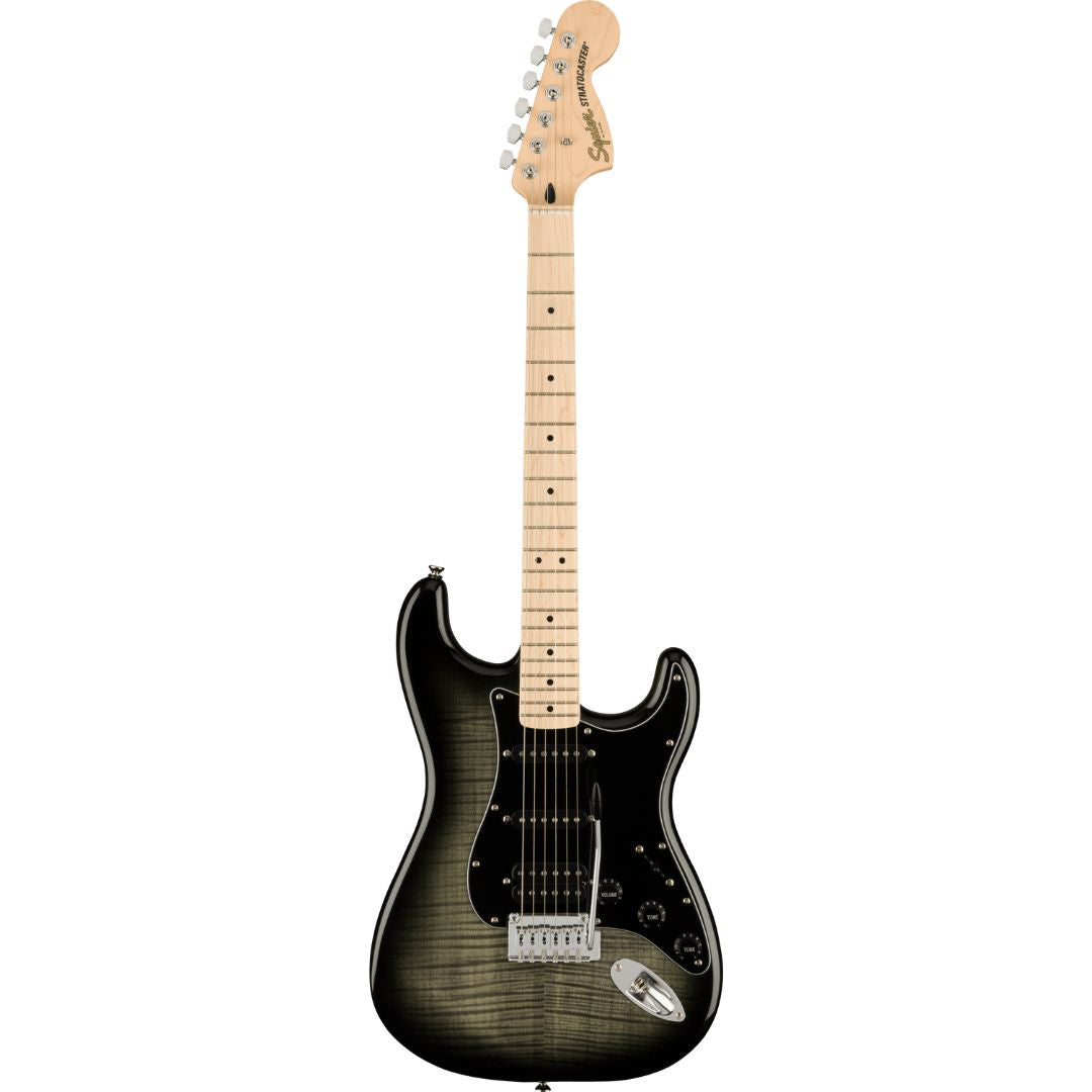 Electric guitar with a black and brown gradient on a white background