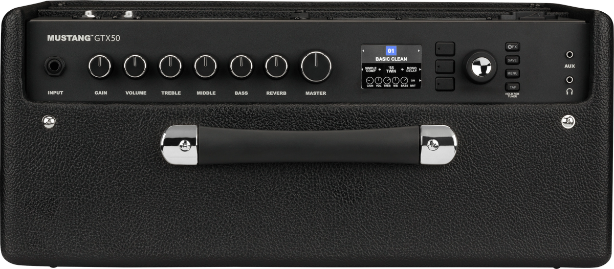 Black Mustang GTX35 guitar amplifier with control knobs and display.