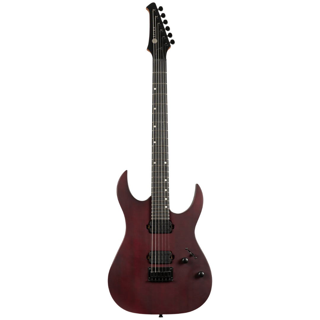 spira Electric guitar with a maroon finish on a white background
