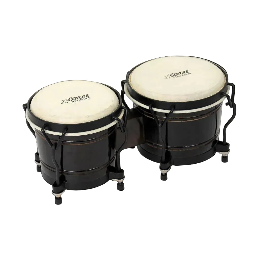 Pair of bongo drums with 'Coyote' branding on a white background