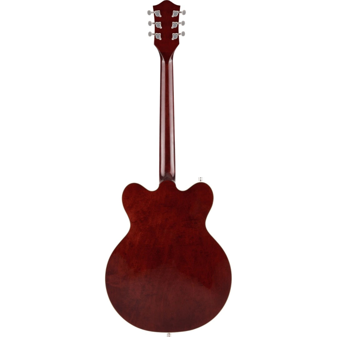 Brown electric guitar on a white background
