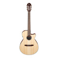 Acoustic guitar with a visible brand logo on a white background