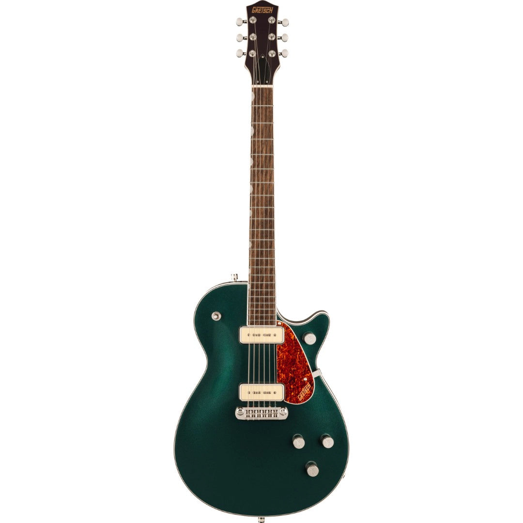 Gretsch Green electric guitar with a white background
