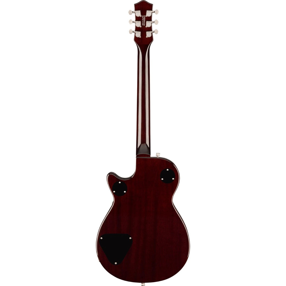 gretsch Electric guitar with a dark brown finish on a white background