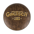 Round brown leather product with Gretsch logo and '1883' text