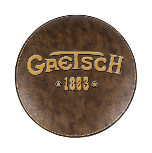 Round brown leather product with Gretsch logo and '1883' text