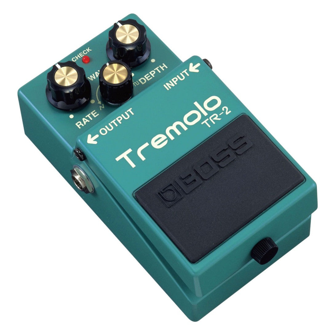 Boss Tremolo TR-2 guitar effects pedal on a white background