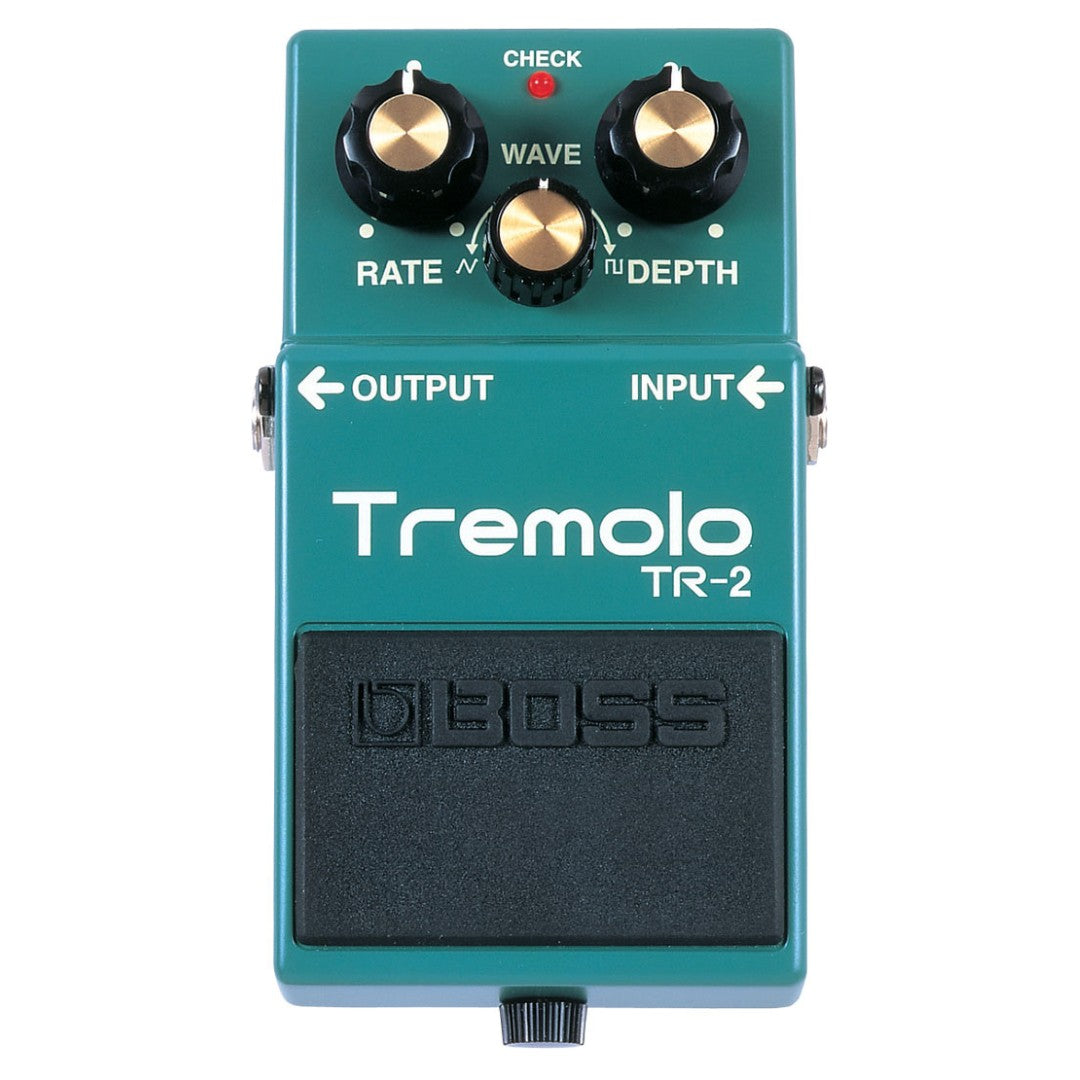 Boss Tremolo TR-2 guitar effects pedal on a white background