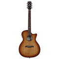 Acoustic guitar with a sunburst finish on a white background