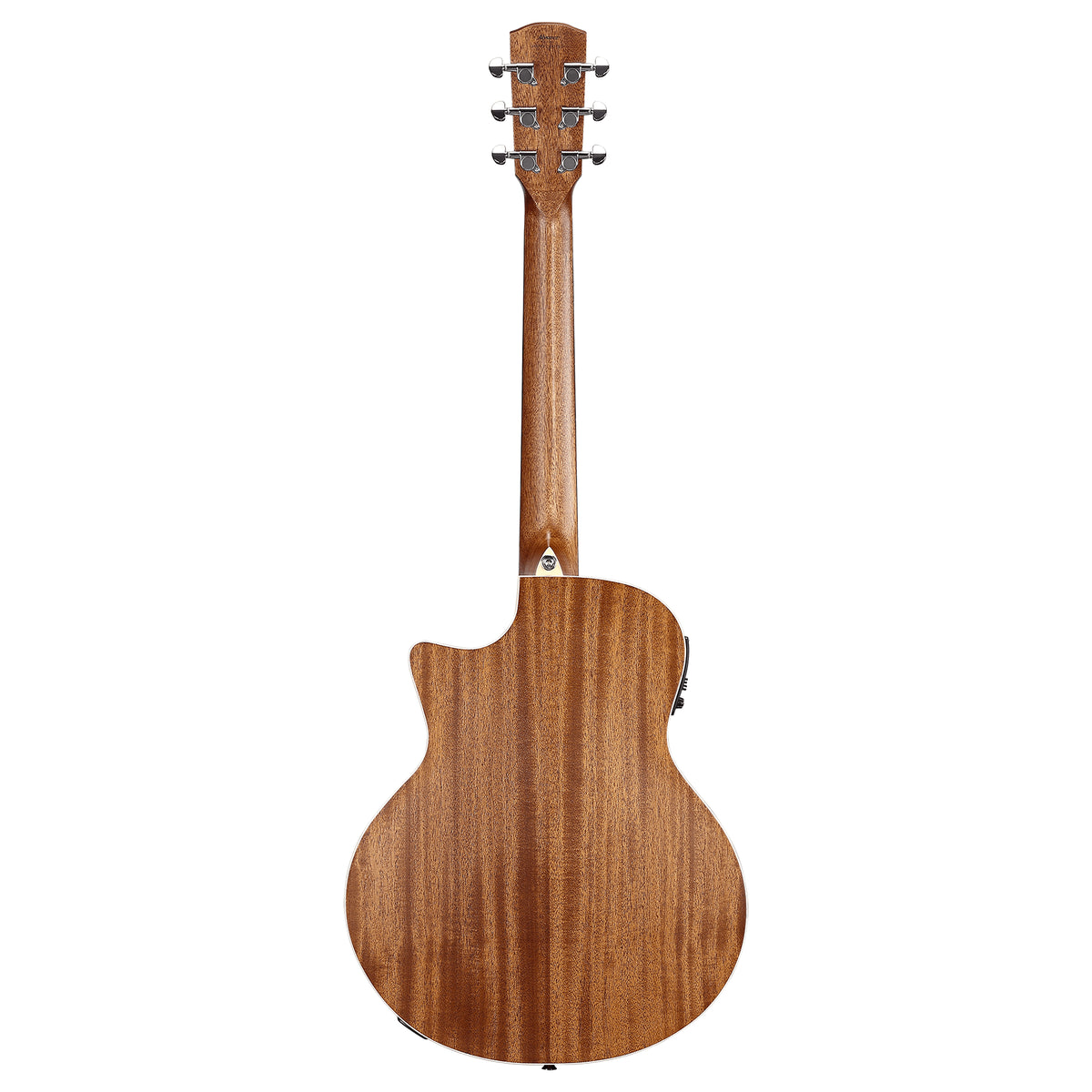 Wooden acoustic guitar on a white background