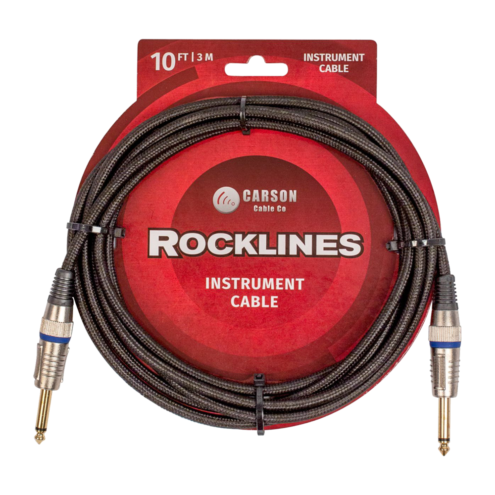 Carson ROK10BK 10 Foot Braided Guitar Cable Straight