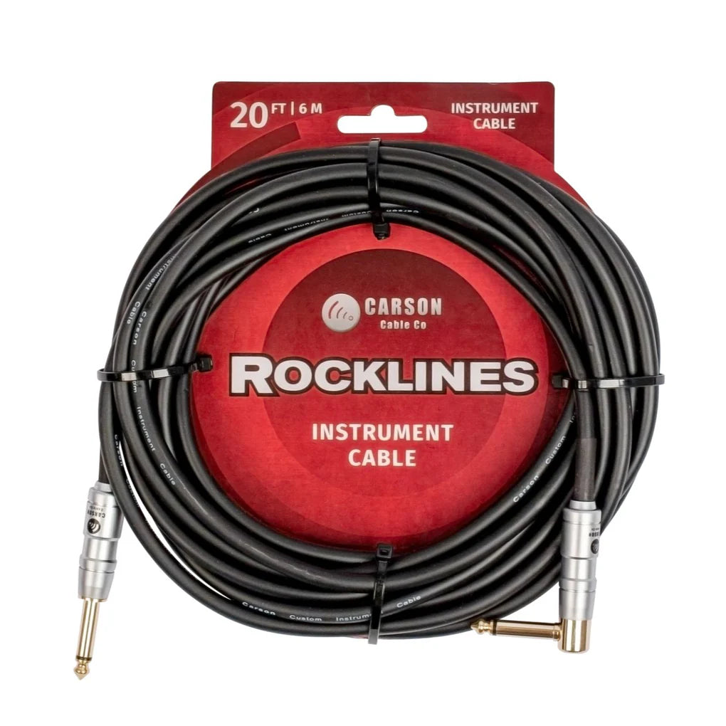 Carson ROK20SL 20 ft Noiseless Guitar Cable Straight/Right Angle