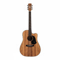 Acoustic guitar with a cutaway on a white background