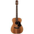 Acoustic guitar with a wooden finish on a white background