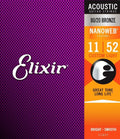 Elixir Strings Acoustic 80/20 Bronze with Nanoweb Coating - Custom Light 11-52