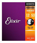 Elixir 16052 NANOWEB Phosphor Bronze Acoustic Guitar Strings (Light Gauge 12-53)