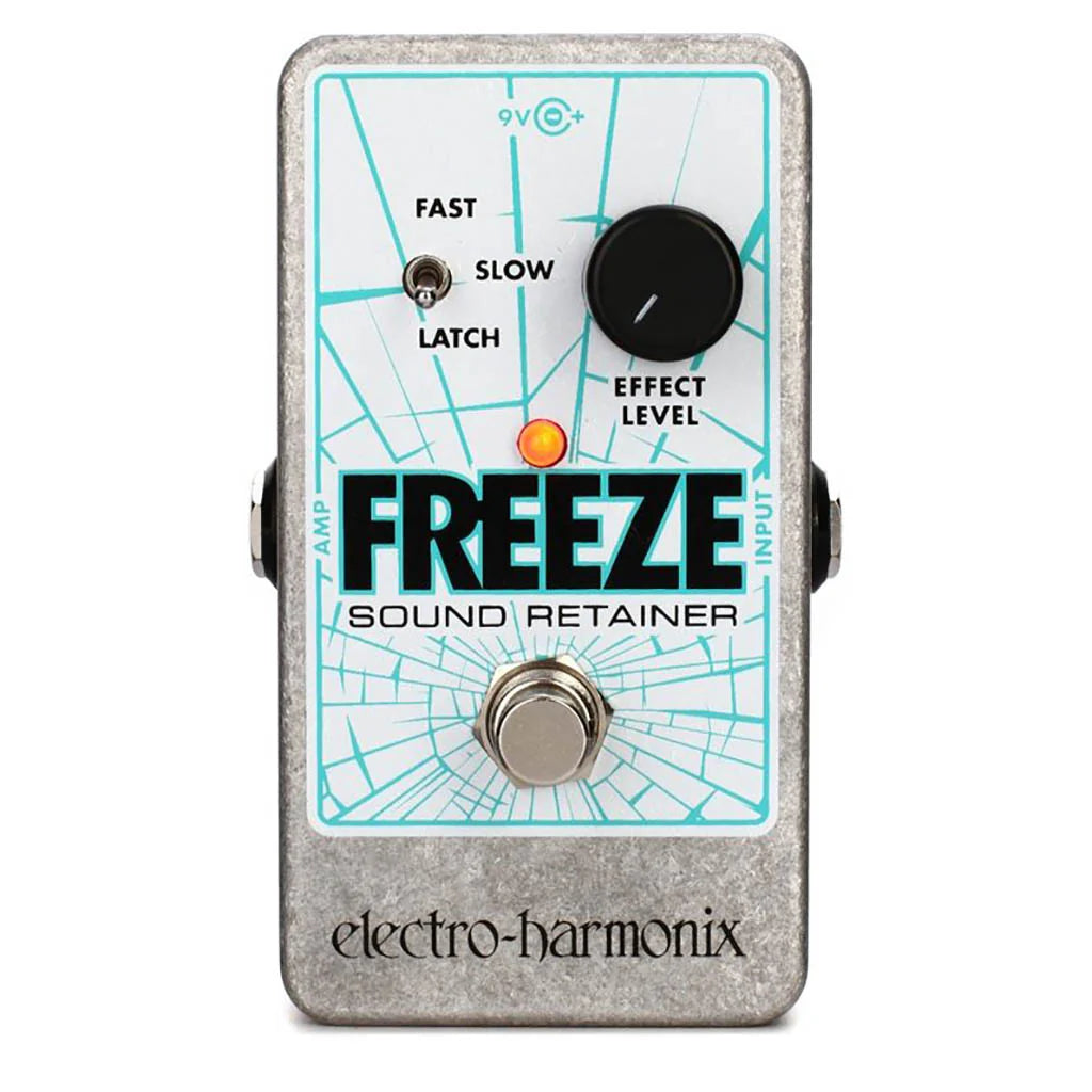 Electro-Harmonix Freeze sound retainer guitar effects pedal on a white background
