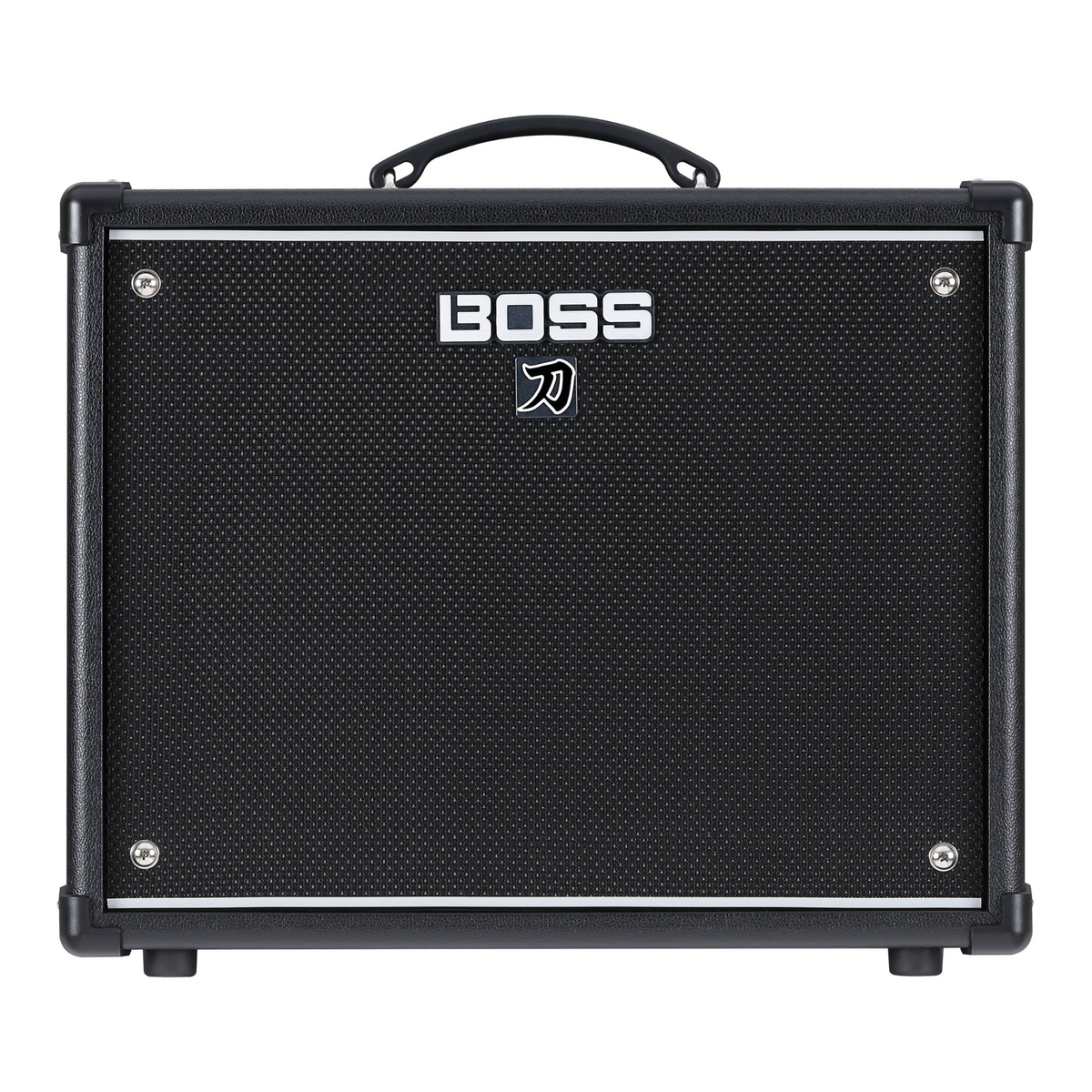 Black Boss guitar amplifier with brand logo on a white background