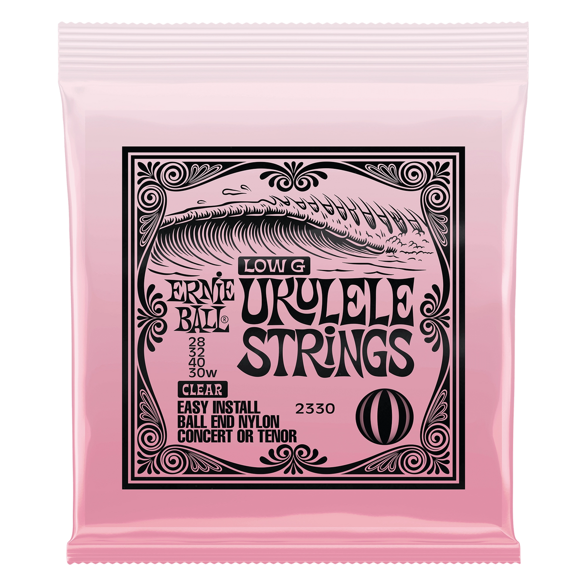 Ernie Ball Concert/Tenor Wound Low G Nylon Ukulele Strings - Clear, Ball End