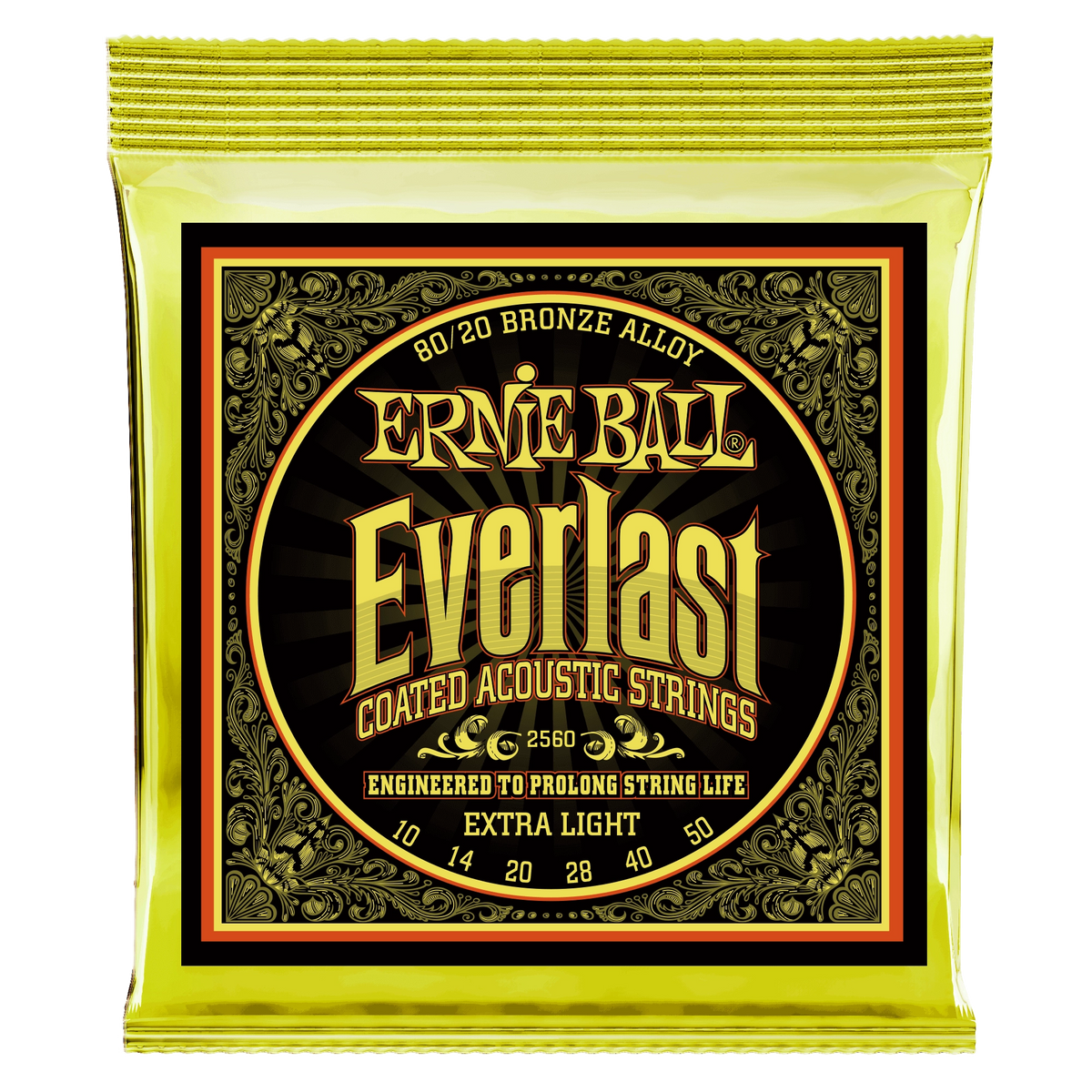Ernie Ball Everlast Coated Extra Light 80/20 Bronze Acoustic Guitar Strings - 10-50 Gauge