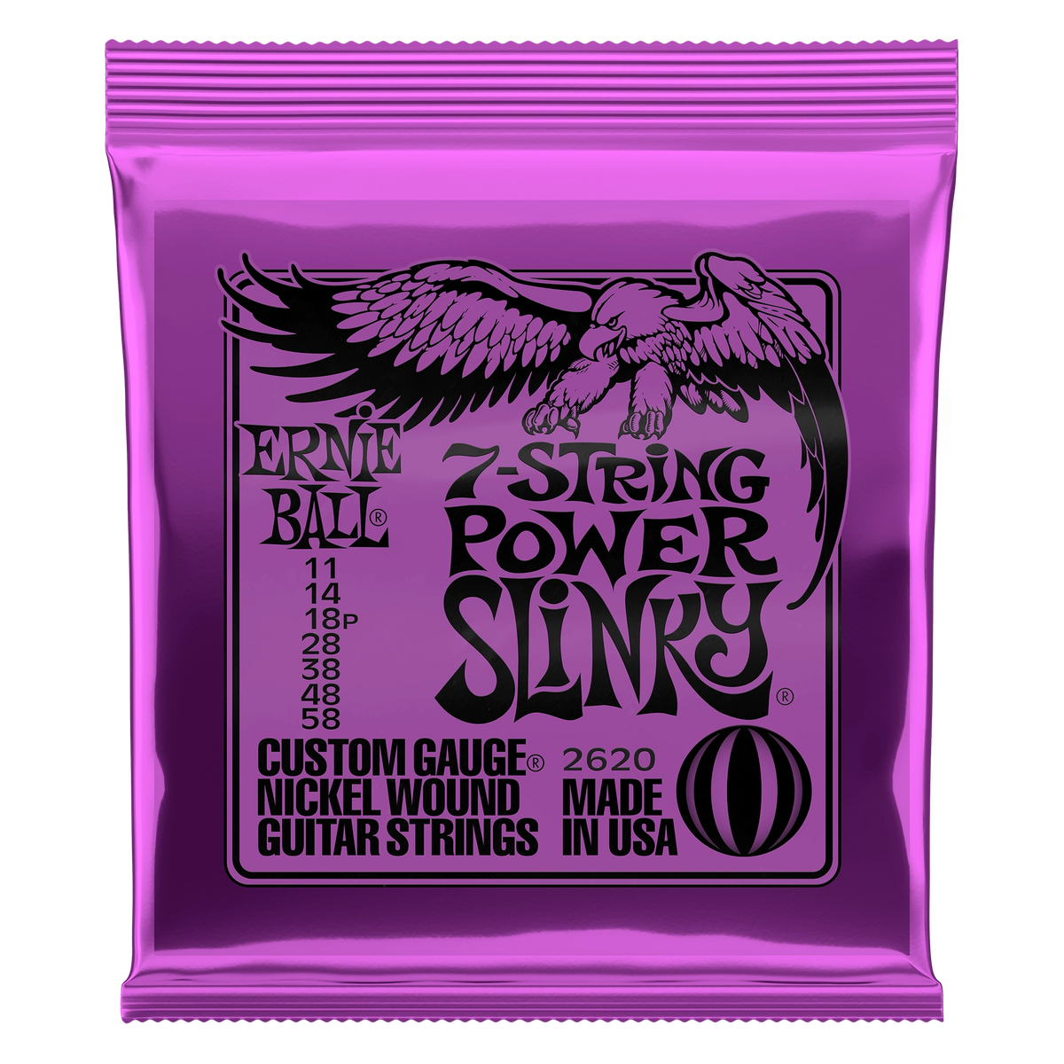 Ernie Ball Power Slinky Nickel Wound 7-String Electric Guitar Strings - 11-58 Gauge
