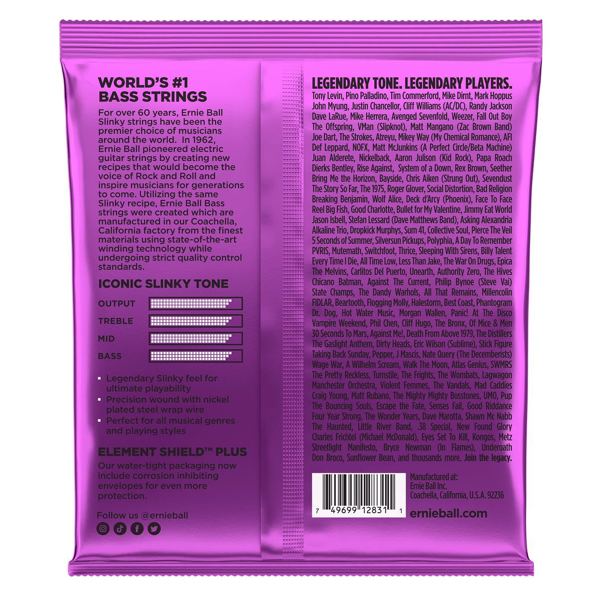 Ernie Ball Power Slinky Nickel Wound Electric Bass Strings - 55-110 Gauge