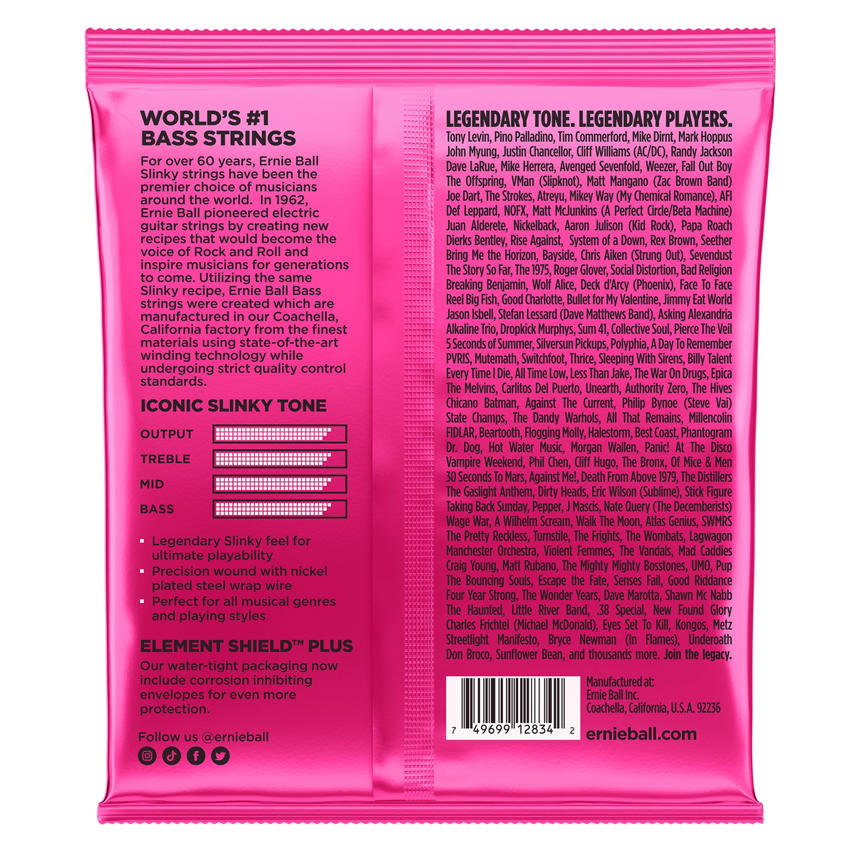 Ernie Ball Super Slinky Nickel Wound Electric Bass Strings - 45-100 Gauge