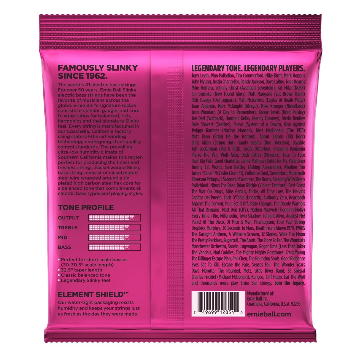 Ernie Ball Super Slinky Nickel Wound Short Scale Electric Bass Strings - 40-100 Gauge