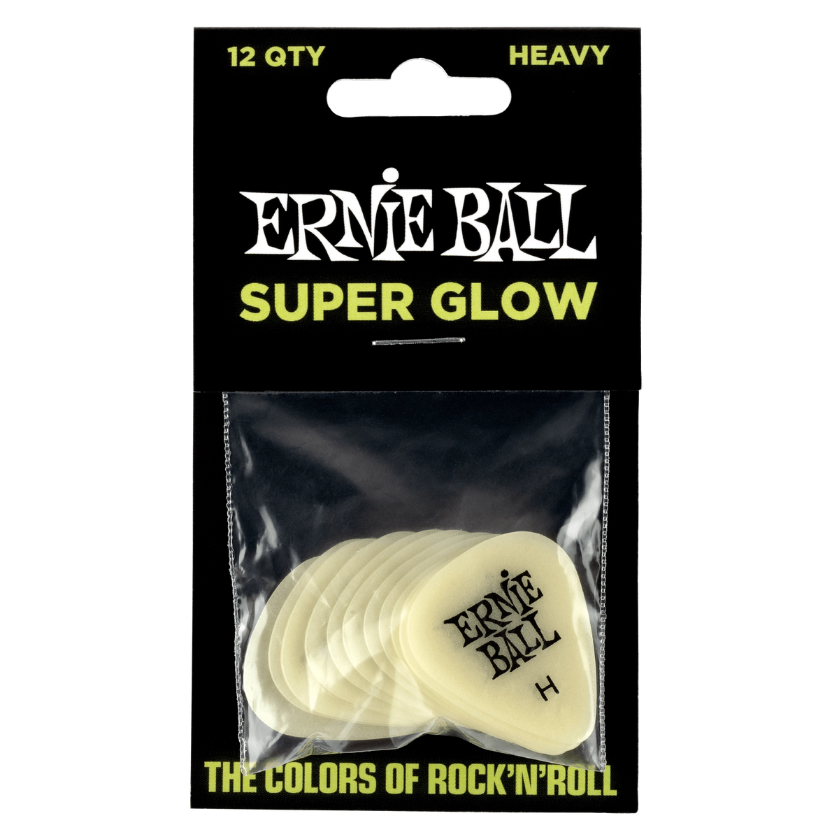 Ernie Ball Cellulose Guitar Picks - Heavy Super Glow (12 Pack)