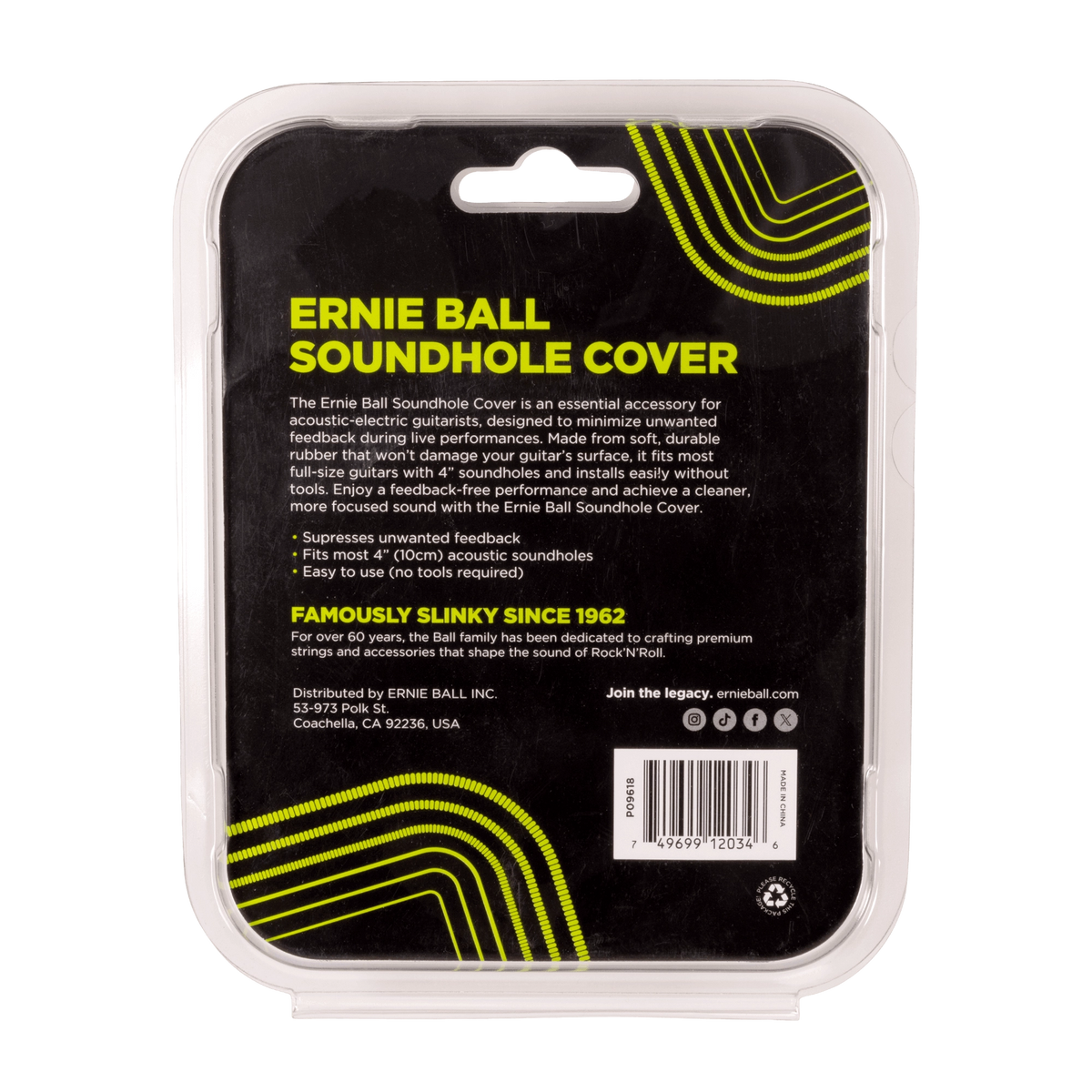 Ernie Ball Acoustic Soundhole Cover - 4" (10cm) Rubber