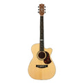 Acoustic guitar with a cutaway on a white background