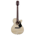 Acoustic guitar with a cutaway on a white background