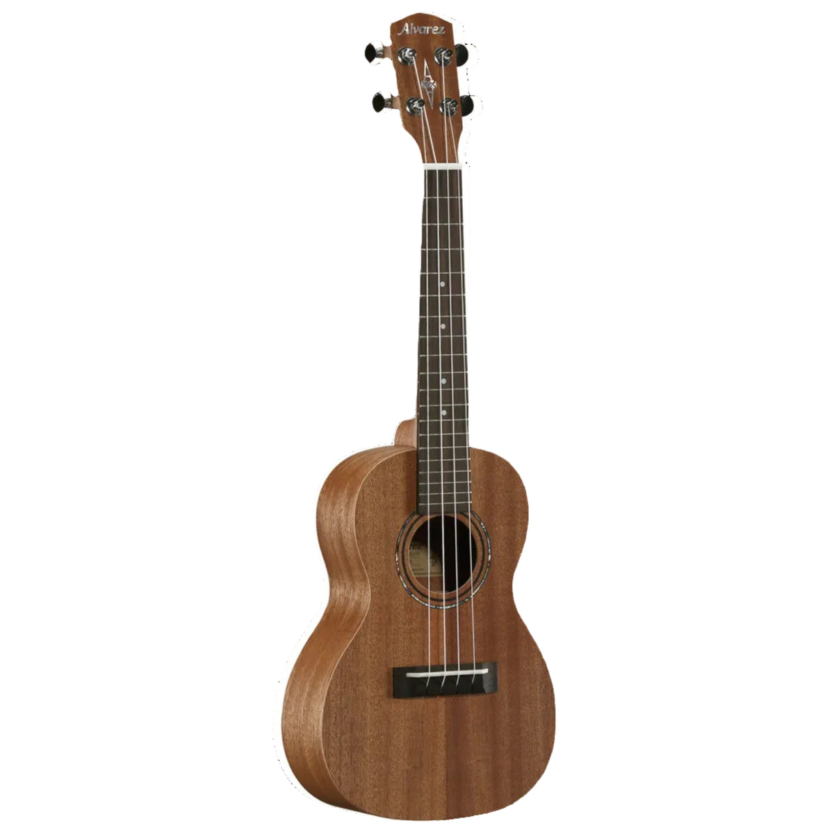 Brown ukulele on a white background