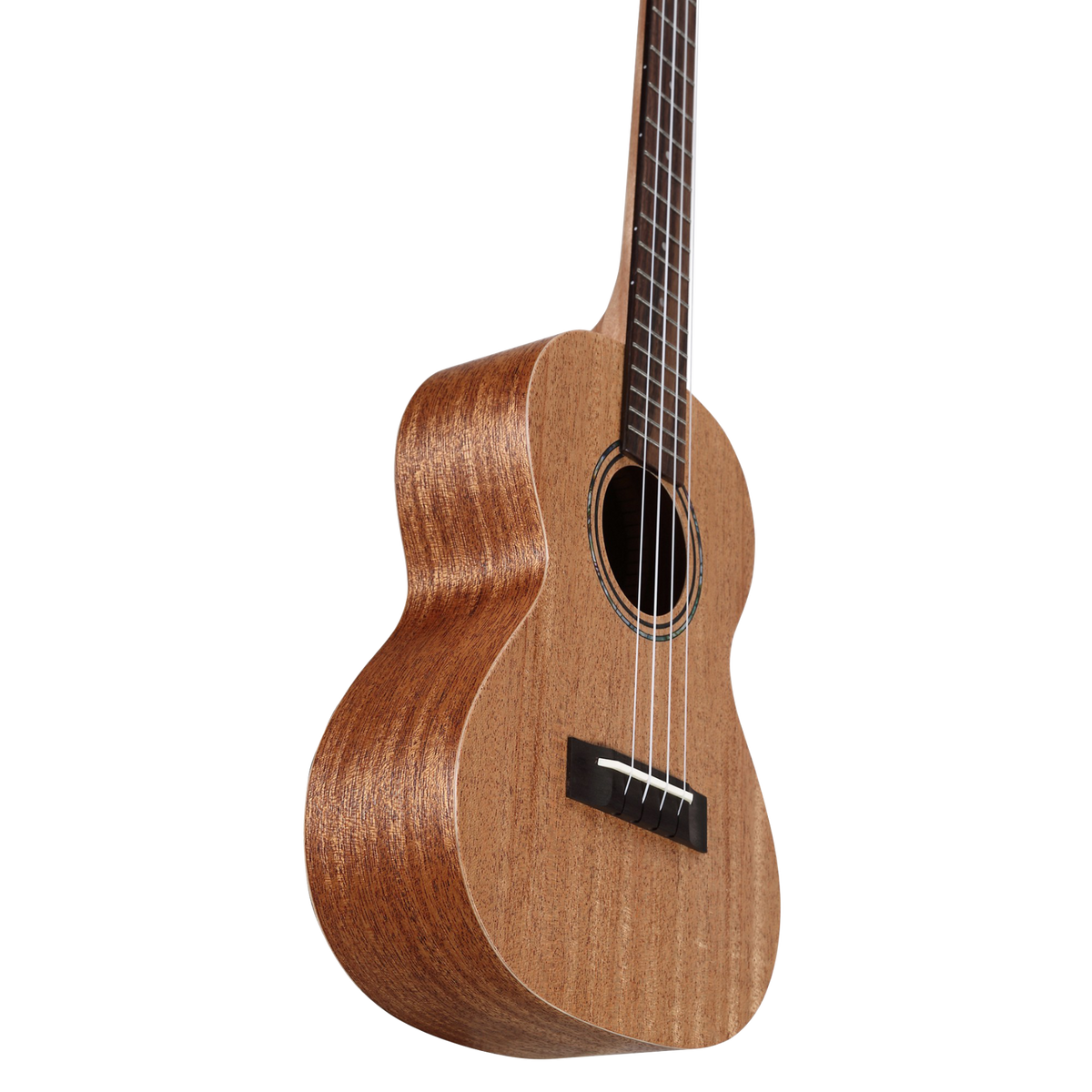 Wooden ukulele on a white background