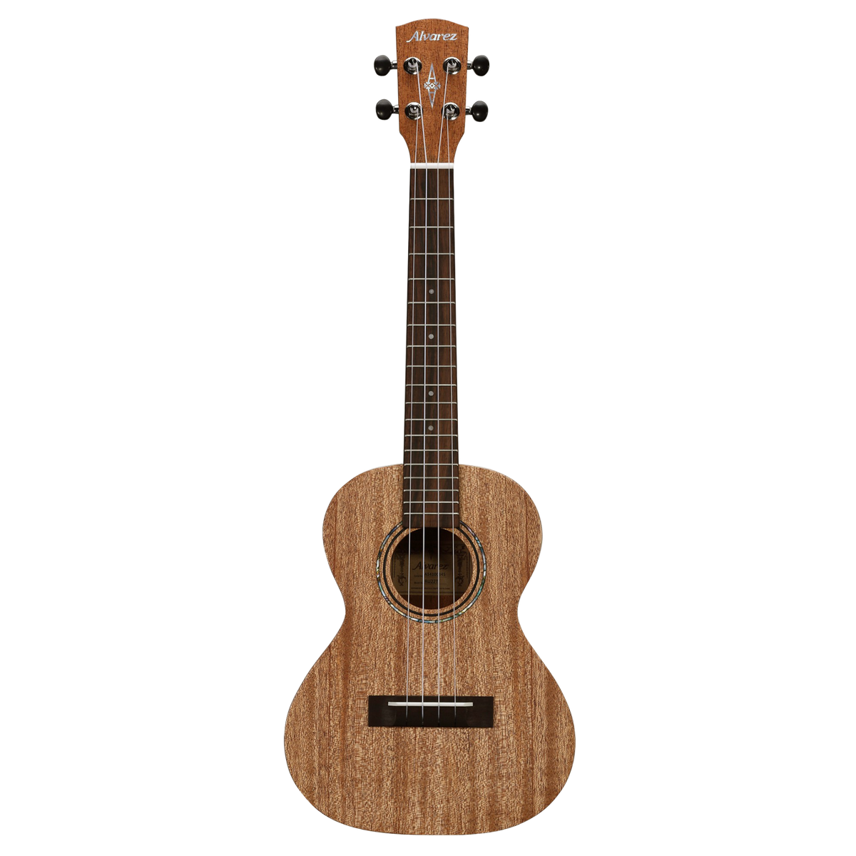 Brown ukulele on a white background