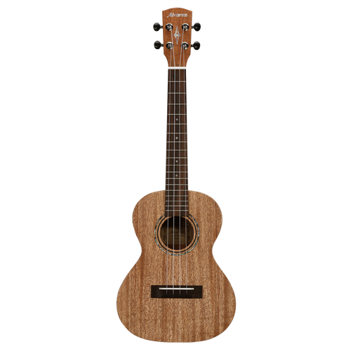 Brown ukulele on a white background