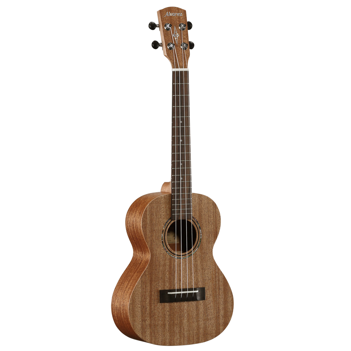 Brown acoustic guitar on a white background