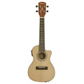 Acoustic guitar with a cutaway on a white background