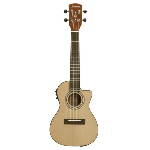 Acoustic guitar with a cutaway on a white background