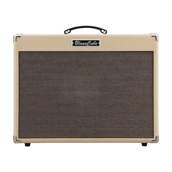 Beige Blues Cube guitar amplifier with a black grille on a white background