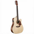 Acoustic guitar with a cutaway on a white background