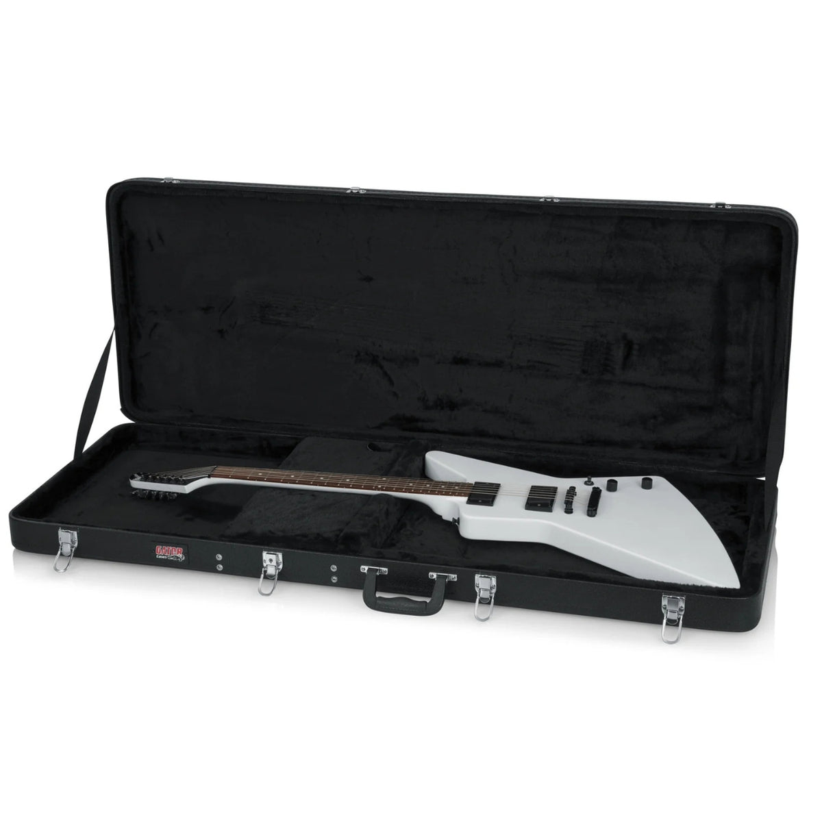 Extreme Guitar Wood Case for Flying V & Explorer Models – Black Hard Shell