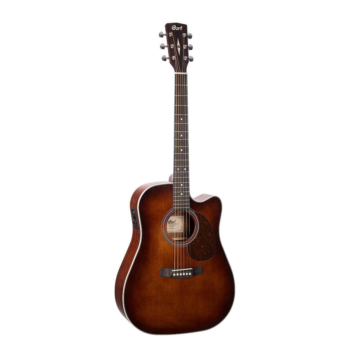 Cort MR500E Solid Spruce & Mahogany Dreadnought Cutaway Electro-Acoustic - Brown Burst