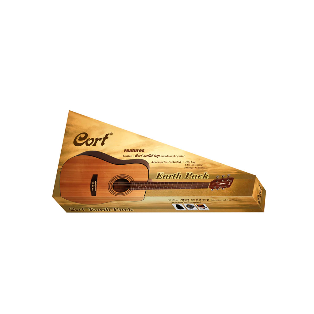Cort acoustic guitar in packaging on a white background