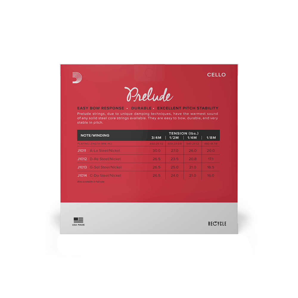 D'Addario Prelude 1/2 Size Cello String Set Medium