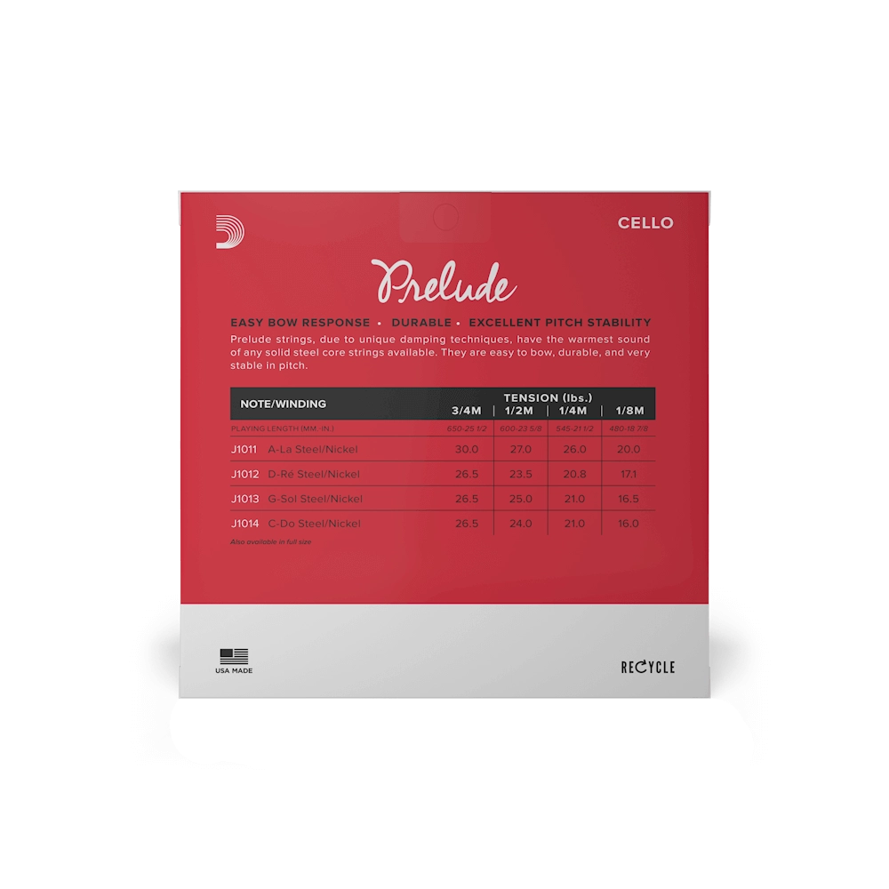 D'Addario Prelude 3/4 Size Cello String Set Medium