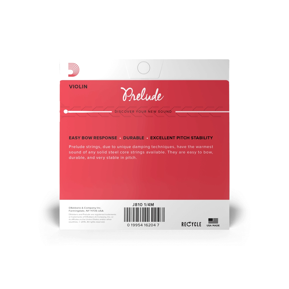 D'Addario Prelude 1/4 Size Violin String Set Medium